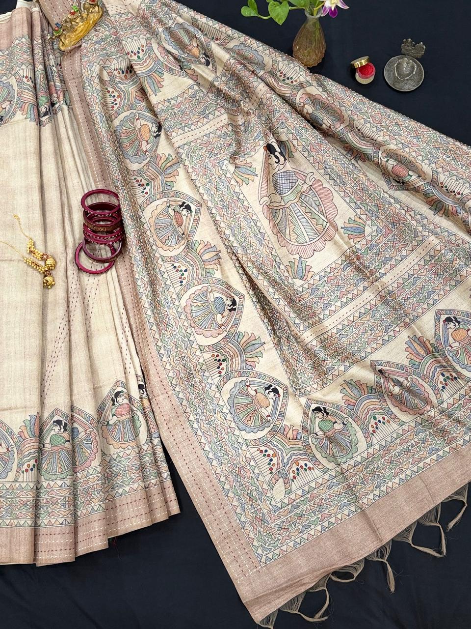 Bengali Folk Kantha Saree