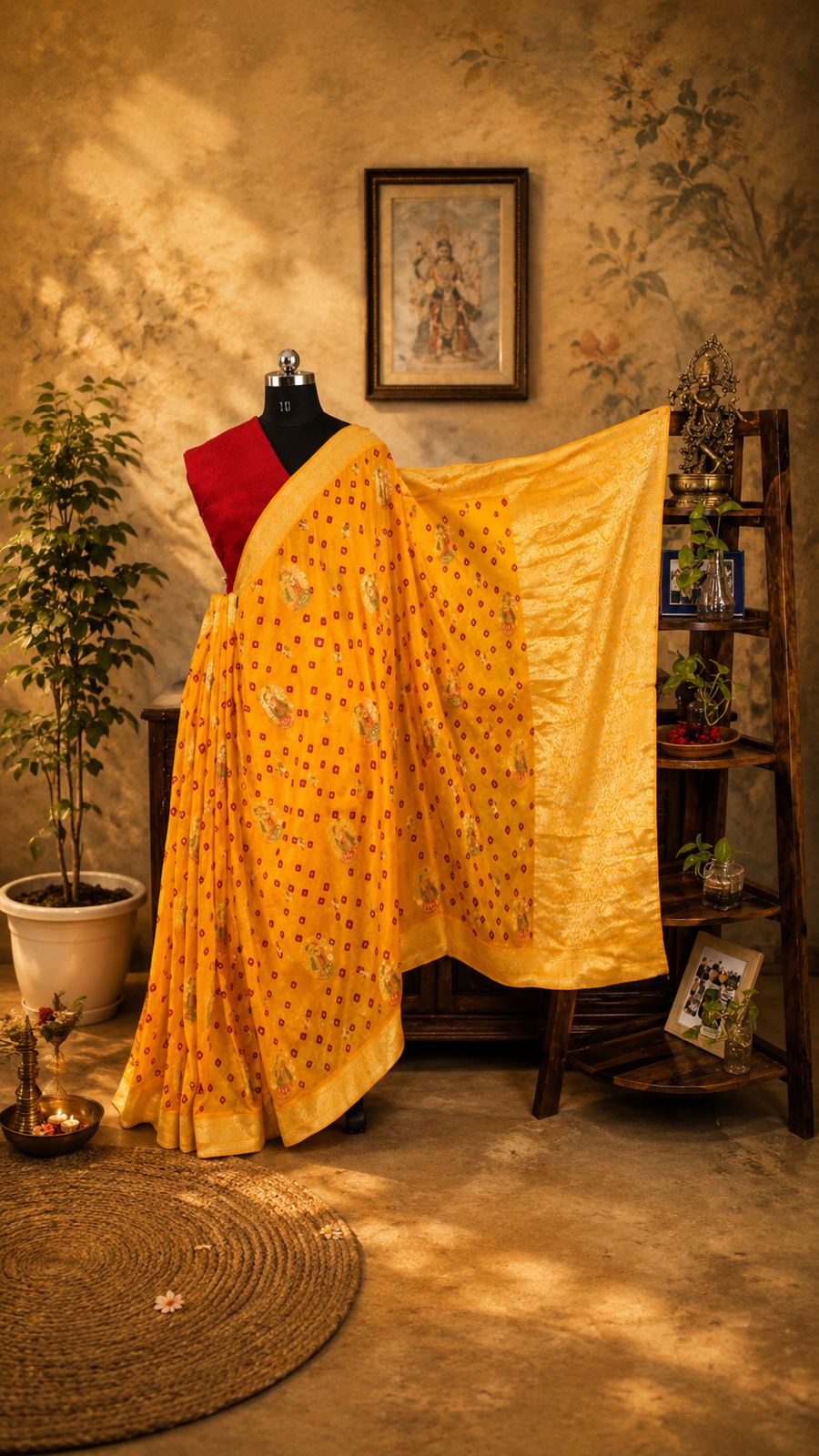 Rajasthani Haldi Bandhani Saree
