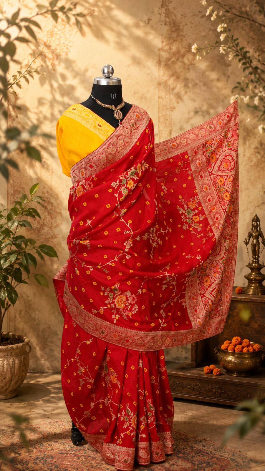 Royal Red Gharchola Bandhani Saree