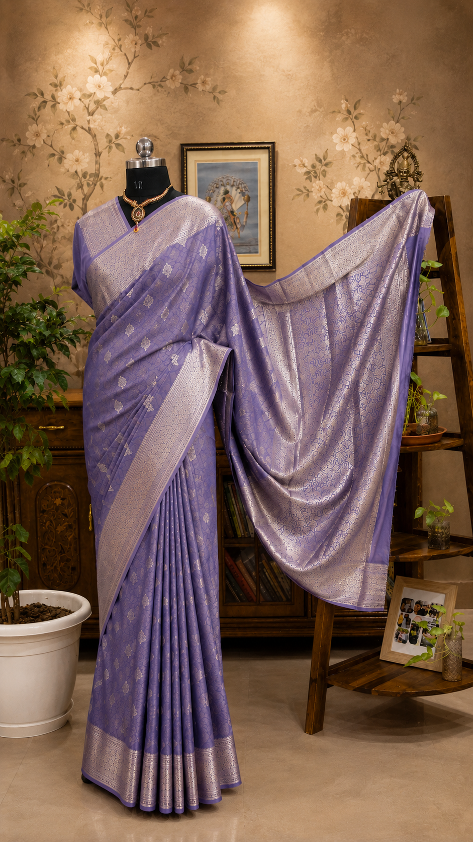 Royal Lavender Silver Zari Georgette Saree