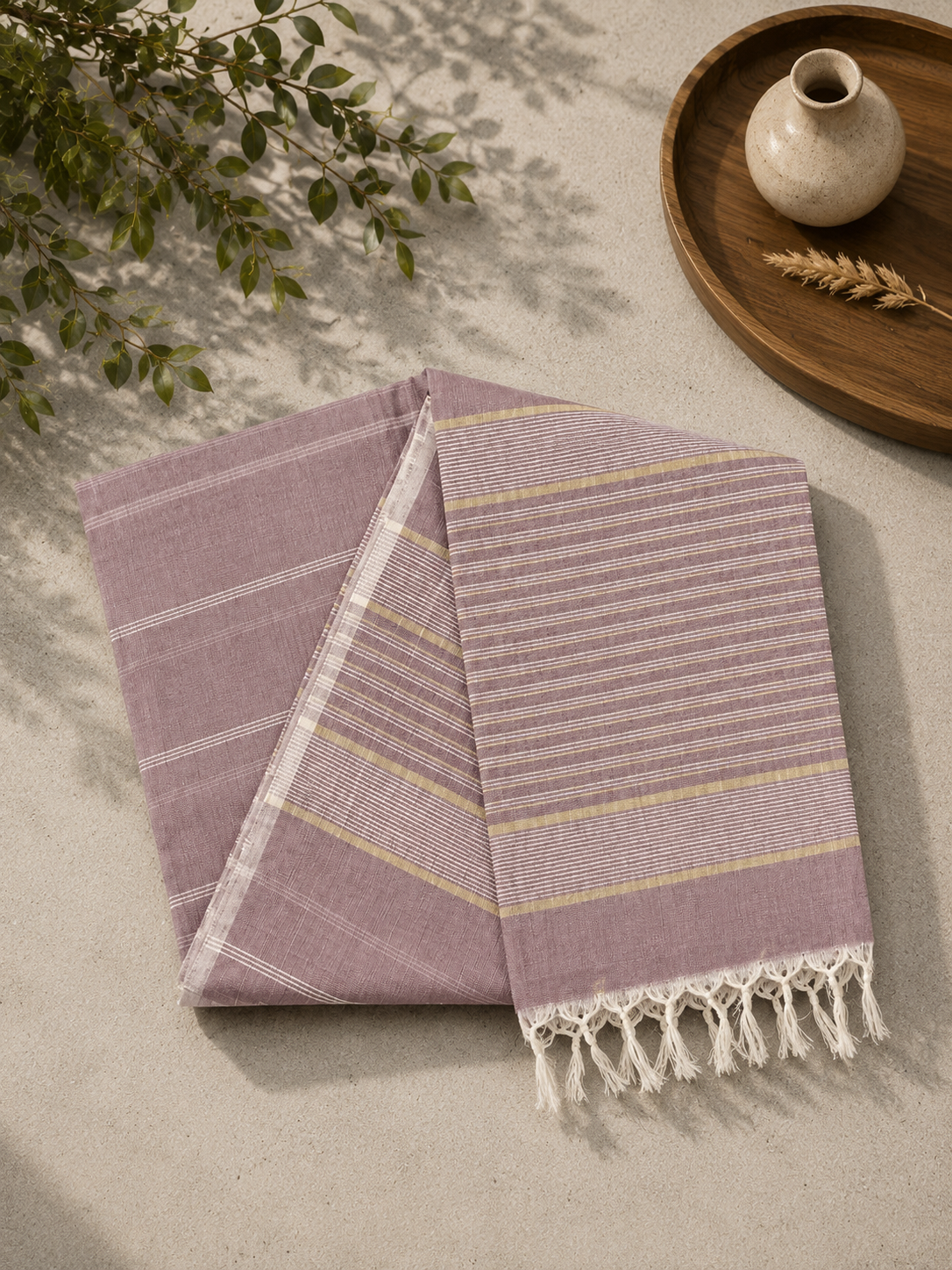 Dusty Rose Cotton Saree
