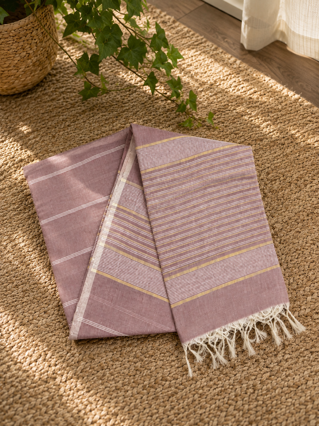 Mauve Mist Cotton Saree