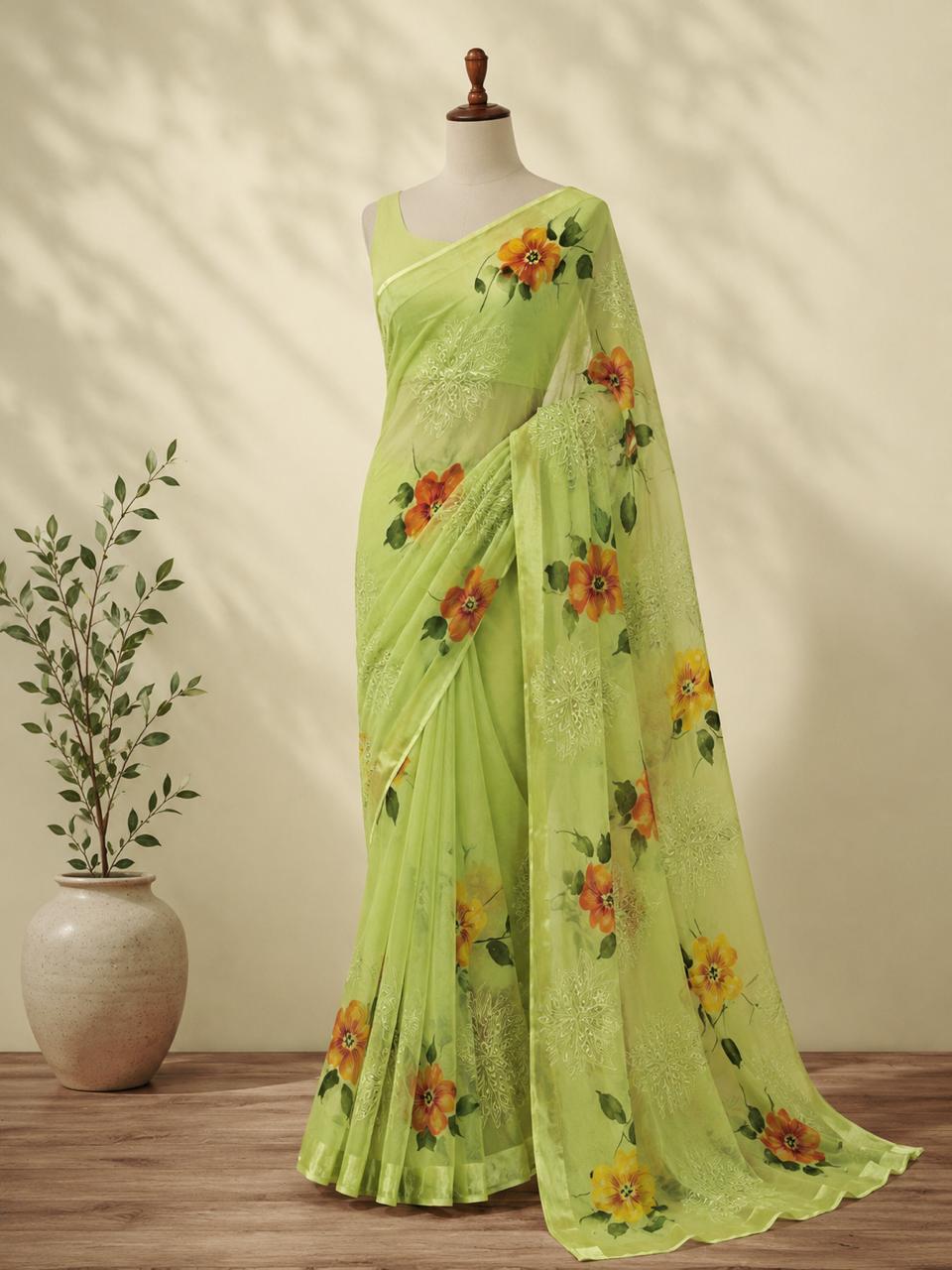 Floral Mist Chiffon Saree